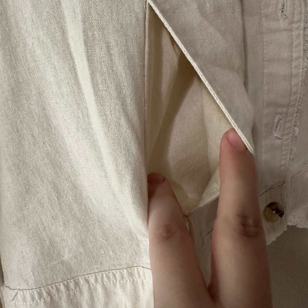 CHARLIE B Cream Jean Button Up Jacket Fringe XL Pockets - Picture 4 of 7